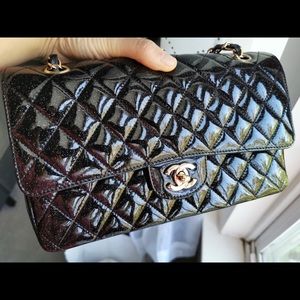 Chanel patent leather double flag